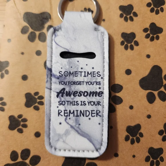 Marble Print Lip Balm Holder Keychain - Picture 3 of 5